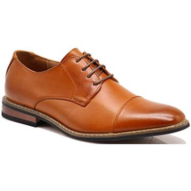 Imagem de Sapato masculino Oxfords Itália moderno design wingtip Captoe 2 tons cadarço sapatos, Wood4_brown, 7.5