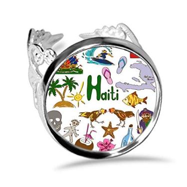 Imagem de DIYthinker Anel de noivado ajustável com a bandeira nacional de animais Haiti Landscap