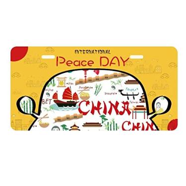 Imagem de DIYthinker Placa de licença de panda de bambu China Decoração de carro Dia da Paz