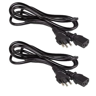 Imagem de Kit 2 Cabos De Força 1.5 m 10a 250v Tripolar Preto Pradrão Brasil Brasileiro BR 3 pinos 220v 110v Notebook Fonte PC Gamer Panela de Arroz