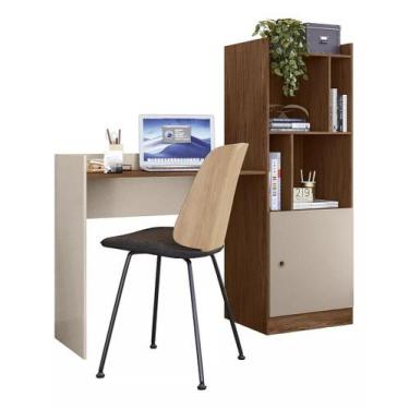 Imagem de Escrivaninha Mesa De Estudo Job Com Estante Office 1 Porta - Albatroz