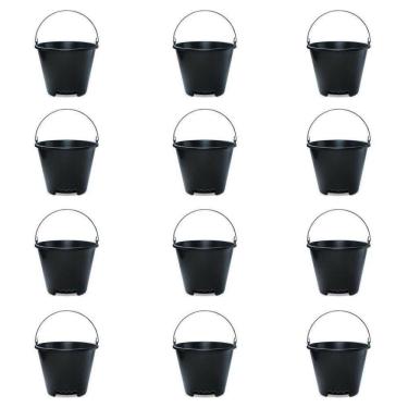 Imagem de Balde Pedreiro Alça Ferro Pega Mão 12 Lts (12 Peças) - Brasipla