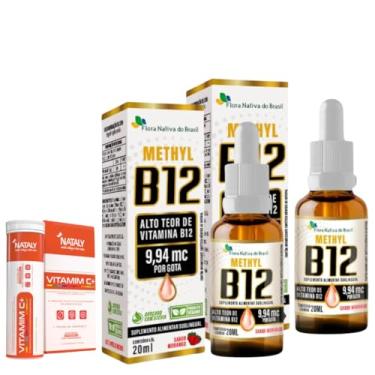 Imagem de Kit Com 2 - Vitamina B12 Sublingual (Metilcobalamina) 20ml Flora Nativa + 1 Vitamim C+
