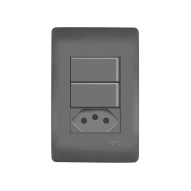 Imagem de Interruptor Simples Duplo E Tomada 2p+t 20a Fame Habitat Black Com Placa 4x2 Preto