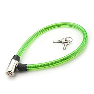 Imagem de Juvielich Bloqueio de bicicleta antirroubo Bloqueio de cabo de bicicleta com chaves Bloqueio de cabo de alta segurança Cadeado de bicicleta enrolado 2 chaves verde 620 x 12 mm
