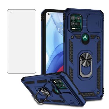 Imagem de Asuwish Capa de telefone para Moto G Stylus 5G 2021 com protetor de tela de vidro temperado e suporte fino híbrido resistente capa protetora Motorola GStylus G5 XT2131DL feminino masculino azul