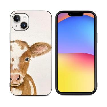 Imagem de Capa para iPhone 14 com design para meninas e mulheres, animais fofos, vaca, à prova de choque, capa protetora de ajuste fino antiderrapante