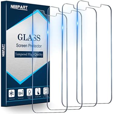 Imagem de NEEPART Pacote com 4 películas de vidro temperado para iPhone 14/iPhone 13/iPhone 13 Pro [6,1 polegadas], proteção de sensor, película de vidro temperado 9H, antiarranhões, compatível com capas, fácil