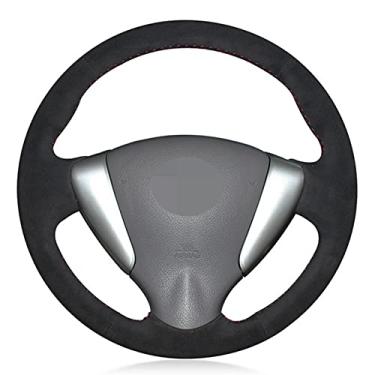 Imagem de Capa de volante de carro confortável antiderrapante costurada à mão preta, apto para Nissan Tiida Sylphy 2011 a 2015 Versa Note 2014 a 2019 NV200 2014 a 2018 Sentra S 2013 a 2019