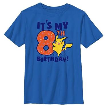 Imagem de Camiseta masculina Pokemon It's My 8th Birthday Pikachu, Azul royal, P