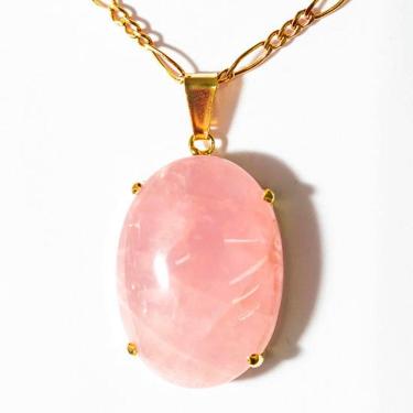 Imagem de Colar Cabochão Pedra Quartzo Rosa Extra Garra Prata 950
