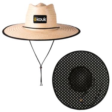 Imagem de Chapéu de Palha Âncora Estampado Surf de Praia Saída Verão Sol Masculino Feminino Unissex Aba Larga na Moda Redondo Piscina Palha Natural de Folha de Carnaúba na Moda Proteção Solar UV Pescador