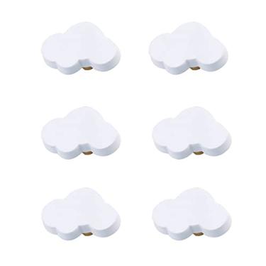 Imagem de Skyscraper Puxadores de borracha macios em forma de desenho animado para crianças, meninas, meninos, puxadores de gaveta, puxadores de gaveta para quarto de crianças, armários, caixa organizadora de brinquedos, estante, conjunto de 6 peças (nuvem, branco)