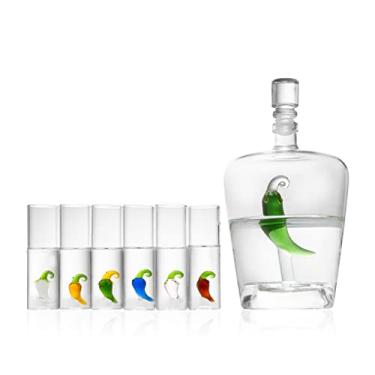Imagem de Conjunto de decantador e 6 copos com jalapenho para tequila, perfeito como presente de Natal para amantes de tequila reposado, garrafa de 740 ml, copos de dose de 88 ml, Cinco de Mayo (pimenta)