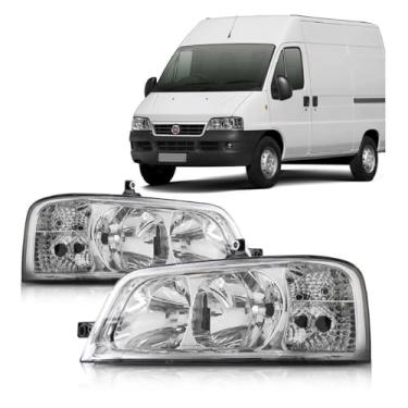 Imagem de Farol Ducato 2006 2007 2008 2009 2010 2011 2012 2013 2014 2015 2016 Foco Duplo Máscara Cromada - UNIDADE Lado:ESQUERDO (Motorista)