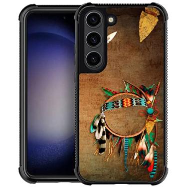 Imagem de CARLOCA Capa compatível com Samsung Galaxy S23, design de padrão indiano com ponta de flecha nativa americana para meninas e meninos, à prova de choque, antiarranhões para Samsung Galaxy S23