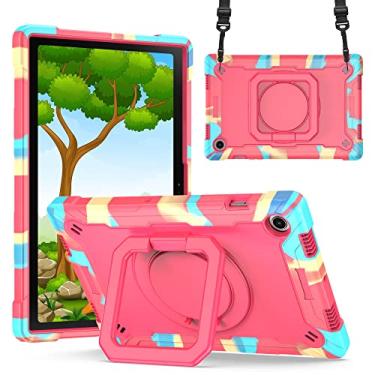 Imagem de Dteck Capa para tablet Samsung Galaxy Tab A8 (modelo SM-X200) (modelo SM-X200) - [com alça de ombro] capa resistente com suporte Shokcproof, capa protetora portátil para crianças (01 rosa arco-íris)