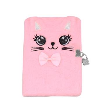 Imagem de Caderno mágico de pelúcia com cadeado para gatos tie dye fofo diário de viagem