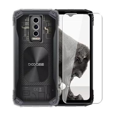 Imagem de WDMYLFTW Capa para Doogee Blade 10 + película protetora de tela de vidro temperado - Capa protetora de TPU à prova de choque flexível de silicone transparente para Doogee Blade 10 (transparente)