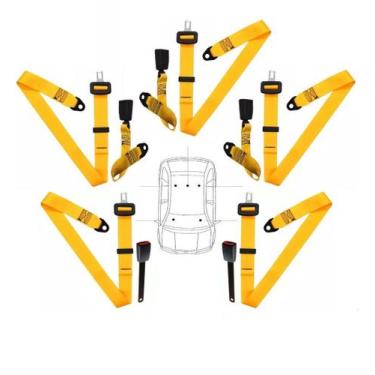 Imagem de Kit cinto de segurança COMPLETO para FIAT 147 + fechos - HCML, Amarelo