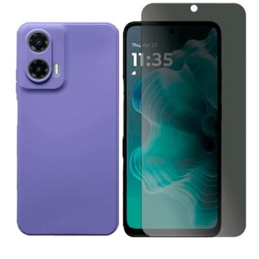 Imagem de GR Global Revolution, Capa Aveludada Para Motorola Moto G35 + Pelicula Privacidade Cor:Lavanda