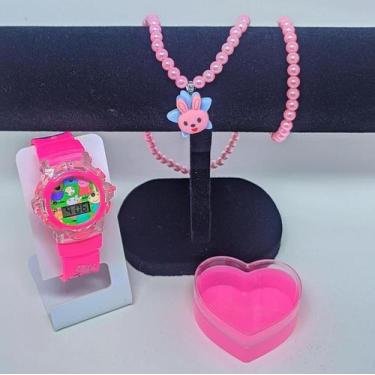 Imagem de Kit Relógio de Pulso Infantil Digital Pisca Luz Toca Musica Colorido D