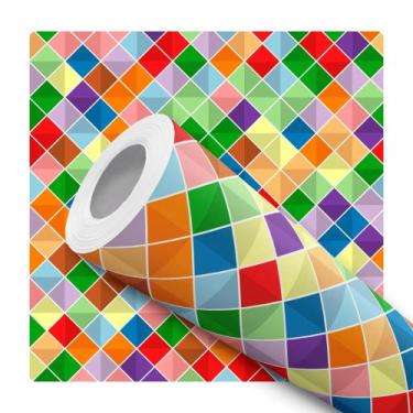 Imagem de Papel De Parede Vinílico Pastilhas Colorida Mosaico Cozinha 2m - DELIQ