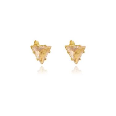 Imagem de Brinco Pequeno Triângulo 6mm Zircônia Folheado a Ouro 18k - 05 -, UNIC