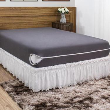 Imagem de Capa De Colchão Queen Casal Em Malha Gel (Helanca) e Zíper Prático - E