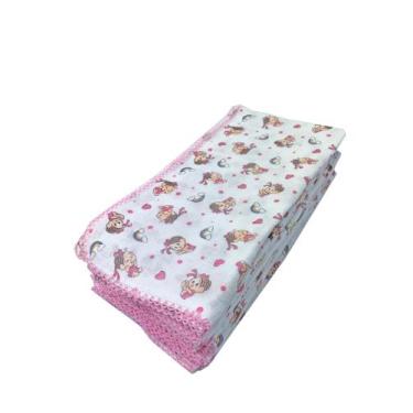 Imagem de Kit 5 Fralda Turma Da Monica 100% Algodão 70x70cm Com Croche, Monica