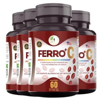 Imagem de KIT C/4 Un. Suplemento Ferro + Vitamina C Quelado Premium 60 Cápsulas - Fits Life