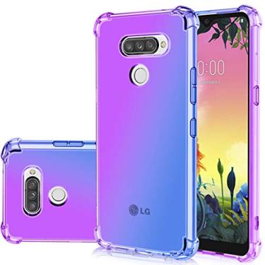 Imagem de Gufuwo Capa para LG K50/para LG Q60 capa fofa, capa de telefone TPU transparente e gradiente fina antiarranhões à prova de choque para LG K50 (roxo/azul)