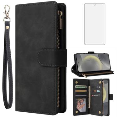 Imagem de Asuwish Capa carteira compatível com Samsung Galaxy S24 FE 5G, protetor de tela de vidro temperado e capa flip de couro, suporte para cartão, acessórios de celular, capas para celular para S 24 EF