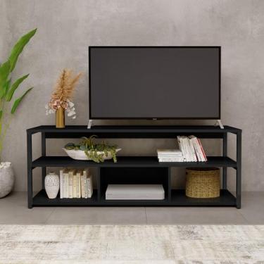 Imagem de Rack Roma Com Prateleiras Pés De Ferro Preto - Lcn Moveis, Preto