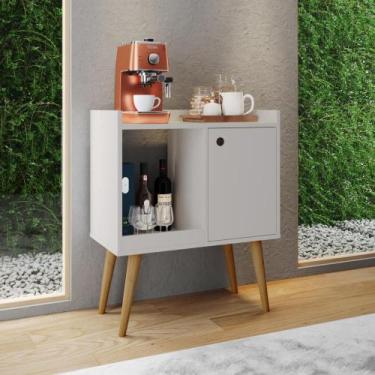 Imagem de Aparador Linus 1 Nicho Com 1 Porta Pés em Madeira Off White - Compre A