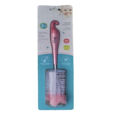 Imagem de Escova plástica para limpeza de mamadeiras - Genial, Rosa