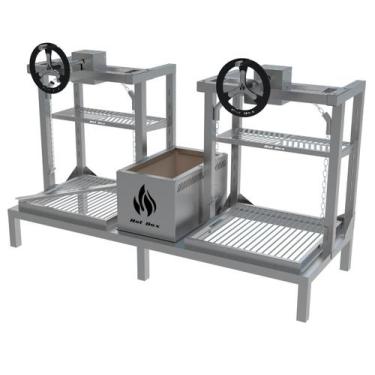 Imagem de Churrasqueira Parrilla Dupla Para Alvenaria 118X45 Grelha Uruguaia Com