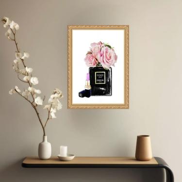 Imagem de Quadro Decorativo Chanel Coco Noir Rosas 24X18Cm