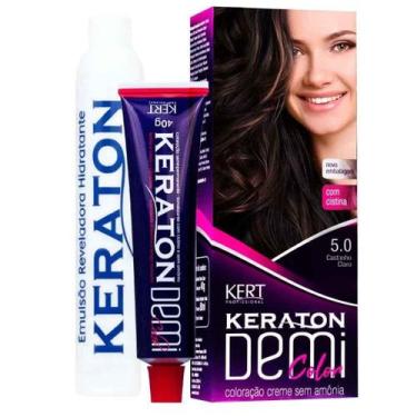 Imagem de Kit Coloração Semipermanente Demi Color 5.0 Castanho Claro - Kert