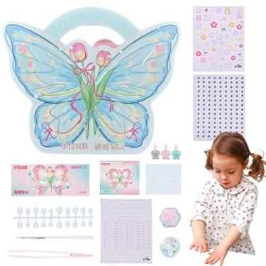 Imagem de Conjunto de nail art infantil, kits de nail art para crianças | Kit de adesivos para decoração de unhas infantis,Decorações de Nail Art com ótimas cores para Natal, aniversário, dia das crianças e out