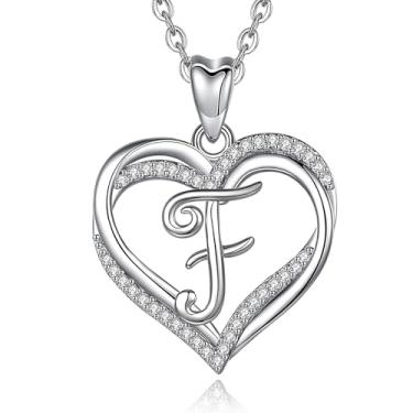 Imagem de INFUSEU Colar com inicial F para mulheres meninas letras joias adolescentes jovens pingente de coração amor ideias de presentes para namorada aniversário feminino coisas modernas exclusivas, Aço