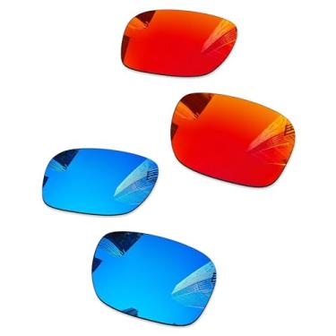 Imagem de Combine8 2 pares de lentes de reposição ploarizadas para óculos de sol Oakley Jupiter Squared OO9135/Jupiter Carbon OO9220 - vermelho fogo + azul gelo