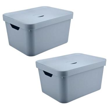 Imagem de 2x Caixa Plastica Grande 32L OU Cube Organizadora Azul