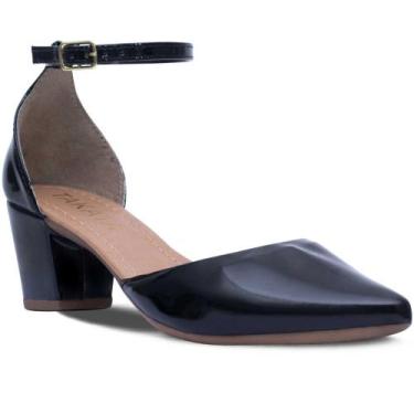 Imagem de Sapato Scarpin Salomé Fivela Bico Fino Conforto - RHN SHOES, Preto ver