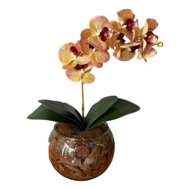 Imagem de Arranjo De Orquídea Rosa Tigre Centro Mesa Vaso Transparente - Decore 