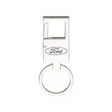 Imagem de Chaveiro Para Ford Metal Espelhado Mosquetão  - E - LUALKI STORE LASER