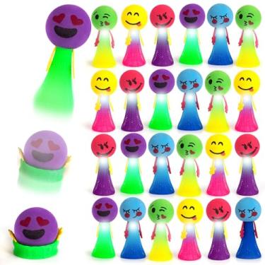 Imagem de ArtCreativity 24 Pc Emoticon Jumping Popper Toys, Lançadores De Mola De Salto Iluminados Com Leds Piscantes, Pop-Up De Até 4 Pés De Altura, Brinquedos De Salto Para Crianças, Lembrancinhas De Festa