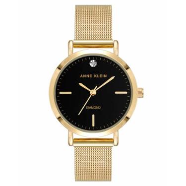 Imagem de Anne Klein Relógio feminino genuíno com mostrador de diamante, AK/5078, Dourado