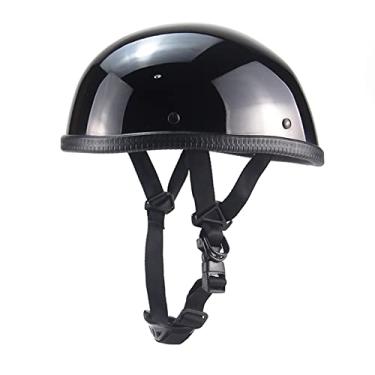 Imagem de Woljay Capacete De Motocicleta Meio Gorro De Cruzeiro Boné De Caveira Capacetes Pequenos Para Motocicleta Scooter Chopper Ciclomotor Scooters Elétricos (Médio, Preto Brilhante)
