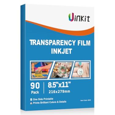 Imagem de Uinkit 90 folhas transparentes transparentes transparentes de acetato para artesanato 8,5 x 11 OHP filme para projetor aéreo para impressora jato de tinta secagem rápida